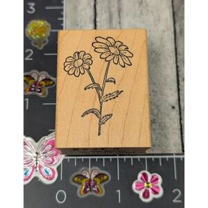 Double D Flowers Daisies Pansies C1752 Rubber Stamp Wood #L74